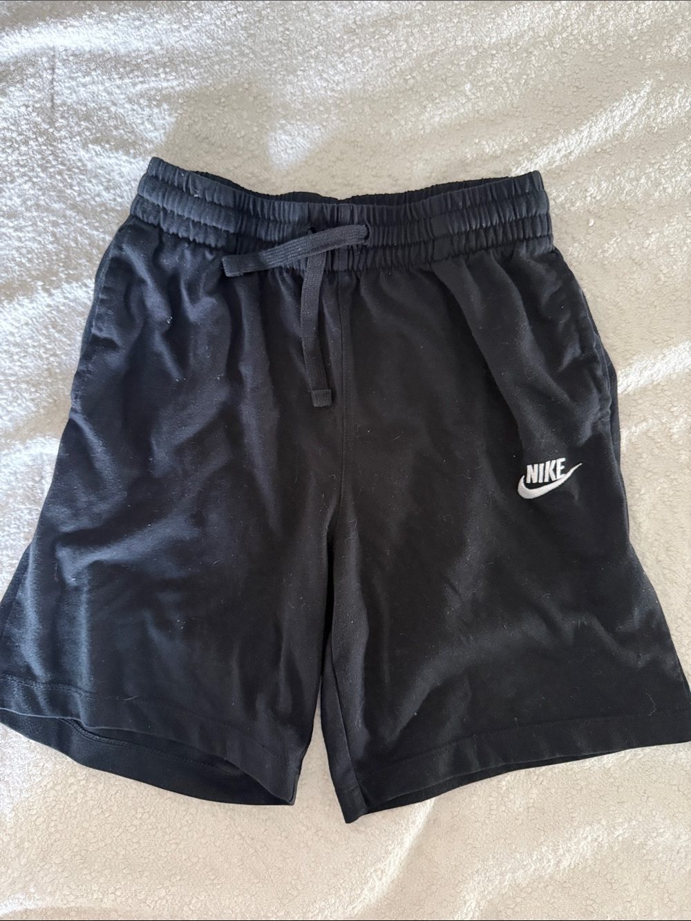Nike Black Kids Athletic Shorts with White Swoosh